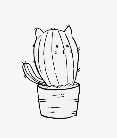 482x566 Cartoon Cactus, Cactus, Line Draft, Black White Png Image