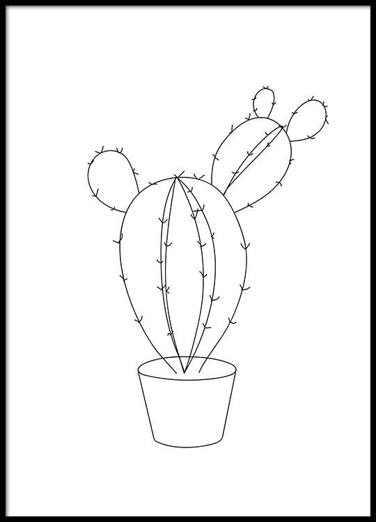 540x750 Poster Of A Cactus, Illustration Graphic Posters For Interior Design