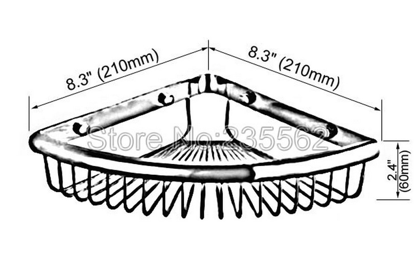 812x542 Chrome Brass Wall Mounted Bathroom Corner Shower Wash Basket
