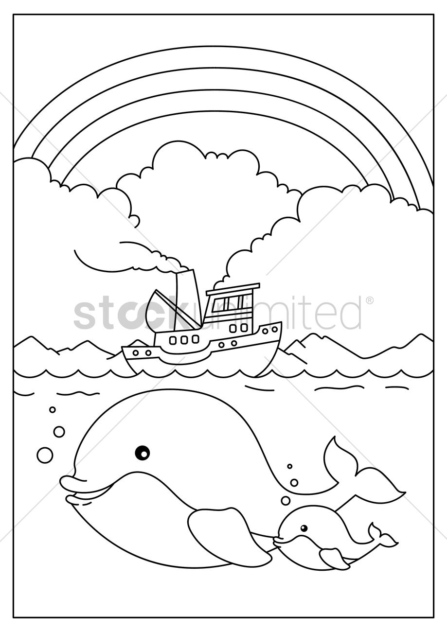 919x1300 Whale With Calf Underwater Vector Image