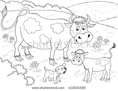 450x347 Coloring Pages For Girls Cow Preschool Animal Little Free Calf