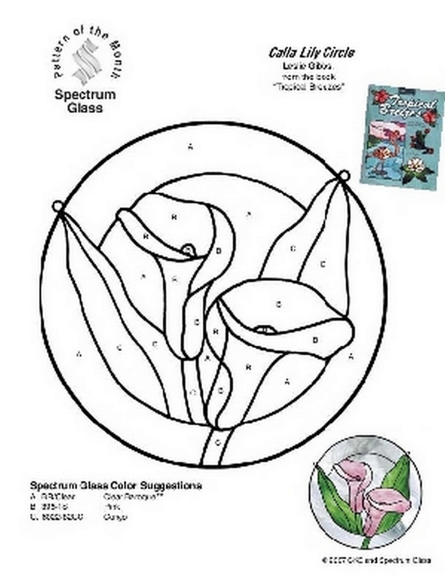 1500x1940 Free Stained Glass Pattern 2269 Calla Lily Circle Patterns By