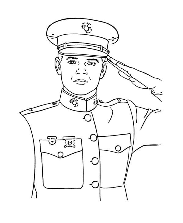600x734 Collection Of Saluting Soldier Drawing High Quality, Free
