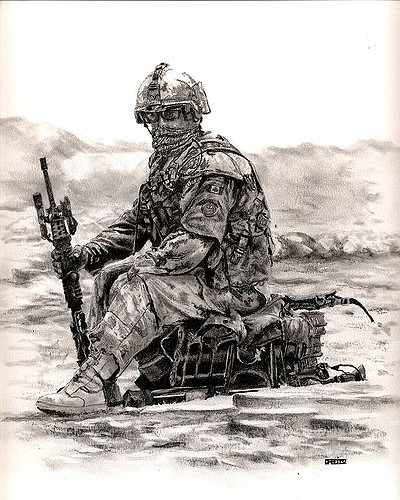 400x500 Canadian Soldier In Afghanistan Pencil Drawing