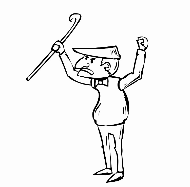 750x737 Angry Old Man Threatens The Cane Printable Image Illustration