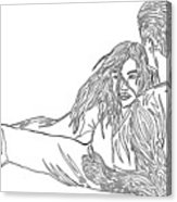 163x186 One Line Drawing Lovers On The Beach Canvas Print Canvas Art By