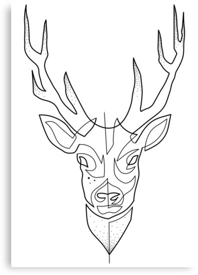 396x550 Deer Drawing In One Line Canvas Prints By Catbydesign Redbubble