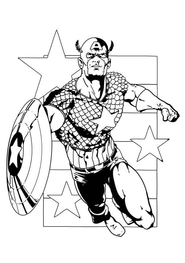 600x849 Captain America With Shield Free Coloring Page Avengers, Kids