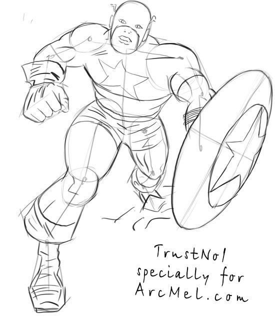 550x642 How To Draw Captain America Step By Step