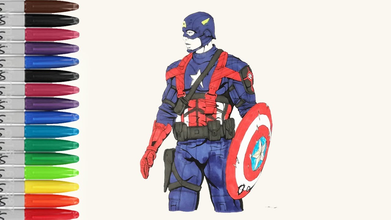 1280x720 Captain America With First Avenger Movie Coloring Pages Sailany