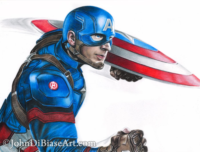 700x533 Colored Pencil Captain America Drawing (From War
