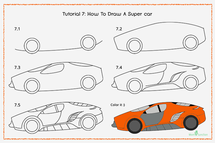 720x480 How To Draw A Car Step By Step For Kids