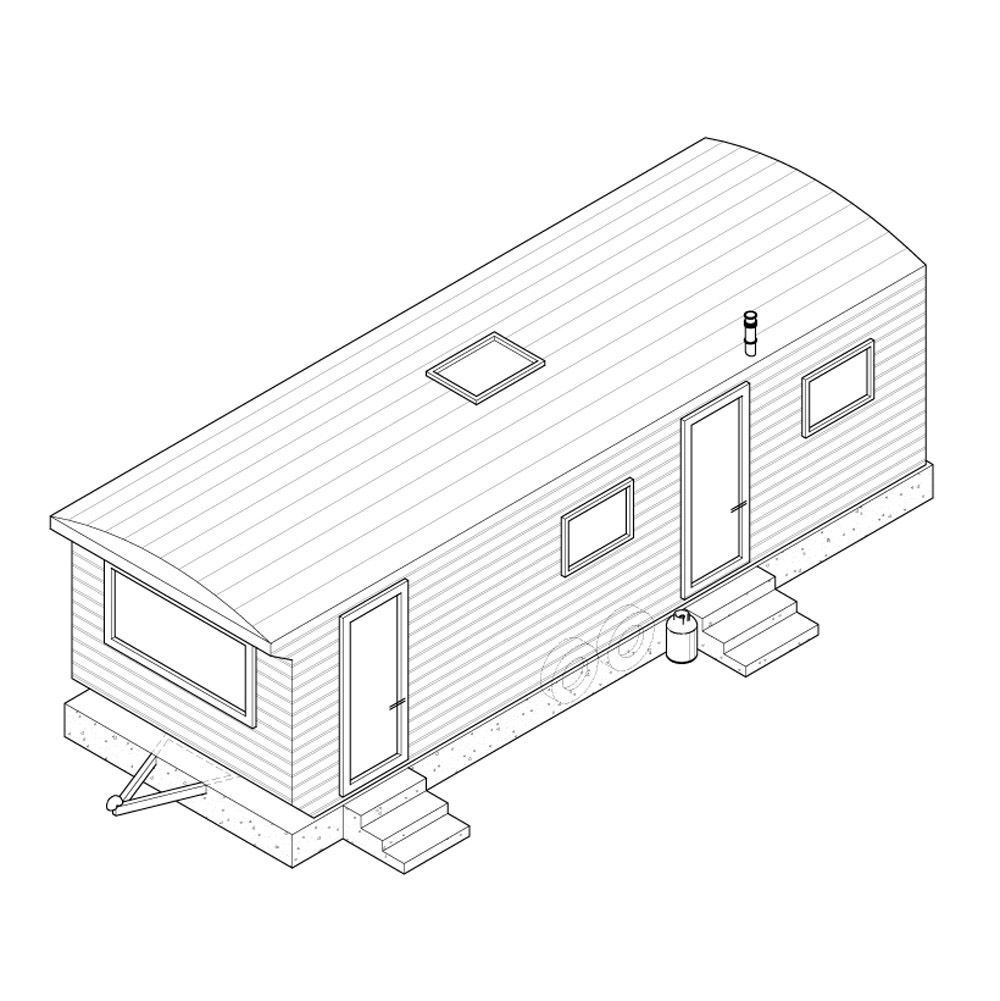 1000x1001 Axonometric Drawing Of The Cement Shoe Caravan Contemporary