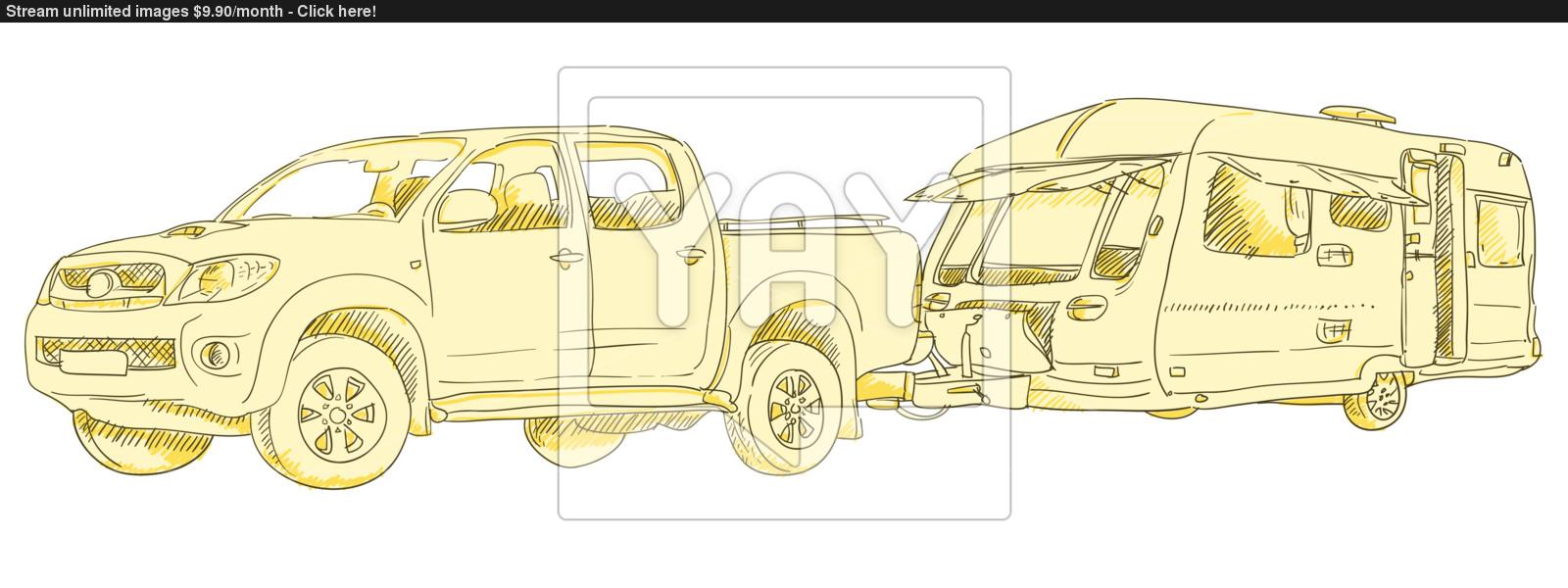1600x600 Caravan Drawing Vector