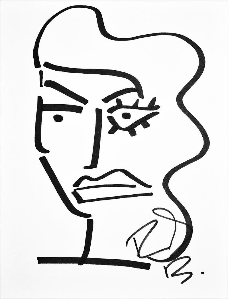 800x1046 No 50 Original Drawing With Felt Pen On White Cardboard. Made By