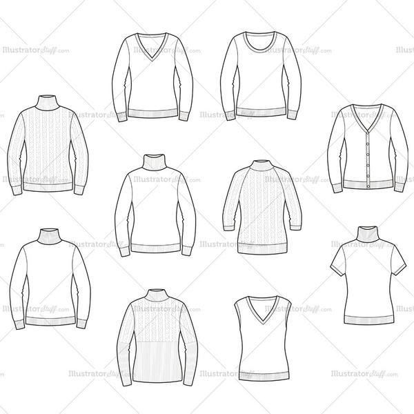 600x600 Women's Sweater Fashion Flat Templates Turtle And Cable