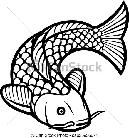 439x470 Koi Fish (Illustration Of A Japanese Or Chinese Inspired Koi Carp