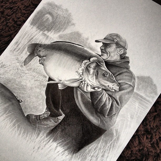 612x612 Carp Pencil Drawings
