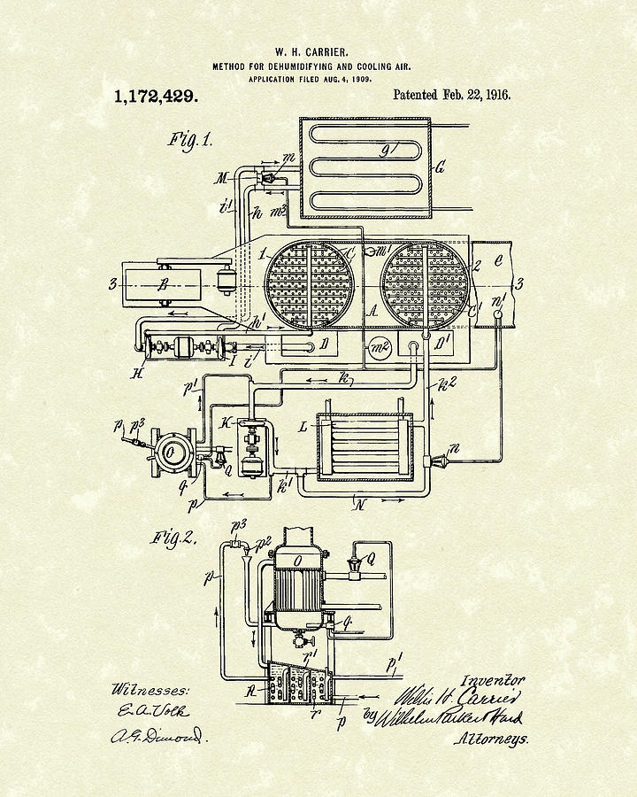 720x900 Carrier Air Conditioner 1916 Patent Art Drawing By Prior Art Design
