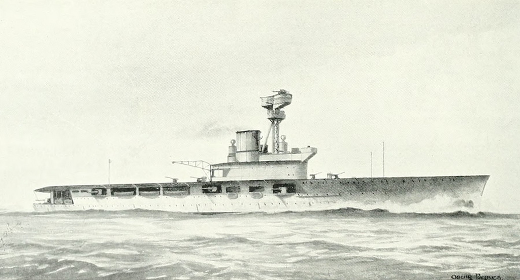 1024x552 Hms Hermes' Aircraft Carrier (Drawing By Oscar Parkes)