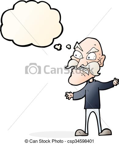 389x470 Cartoon Angry Old Man With Thought Bubble Vector Clipart
