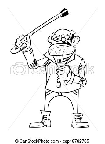 344x470 Cartoon Image Of Mean Old Man. An Artistic Freehand Picture