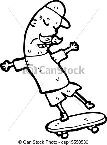 348x470 Cartoon Old Man On Skateboard Vectors