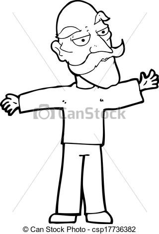 320x470 Cartoon Old Man Spreading Arms Wide Vector