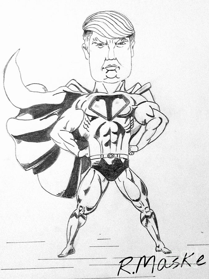 675x900 Super Trump Drawing By Randy Maske