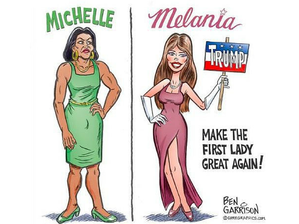 1024x768 Here's Why This Michelle Obamamelania Trump Cartoon Is Despicable