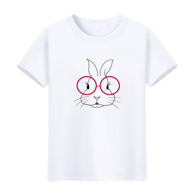 640x640 Summer Casual Women Cute Cartoon Rabbit Glasses T Shirt Stylish