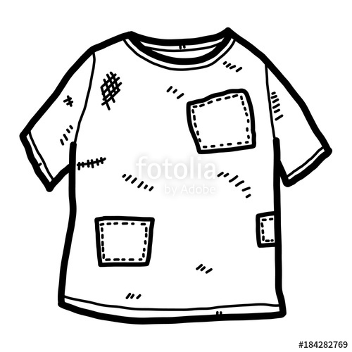 500x500 Old T Shirt Cartoon Vector And Illustration, Black And White