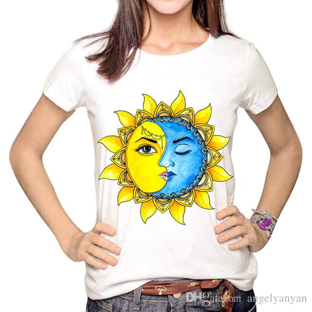 640x640 Women Fashion Hipster Sun And Moon Cartoon Printed Tops Tumblr