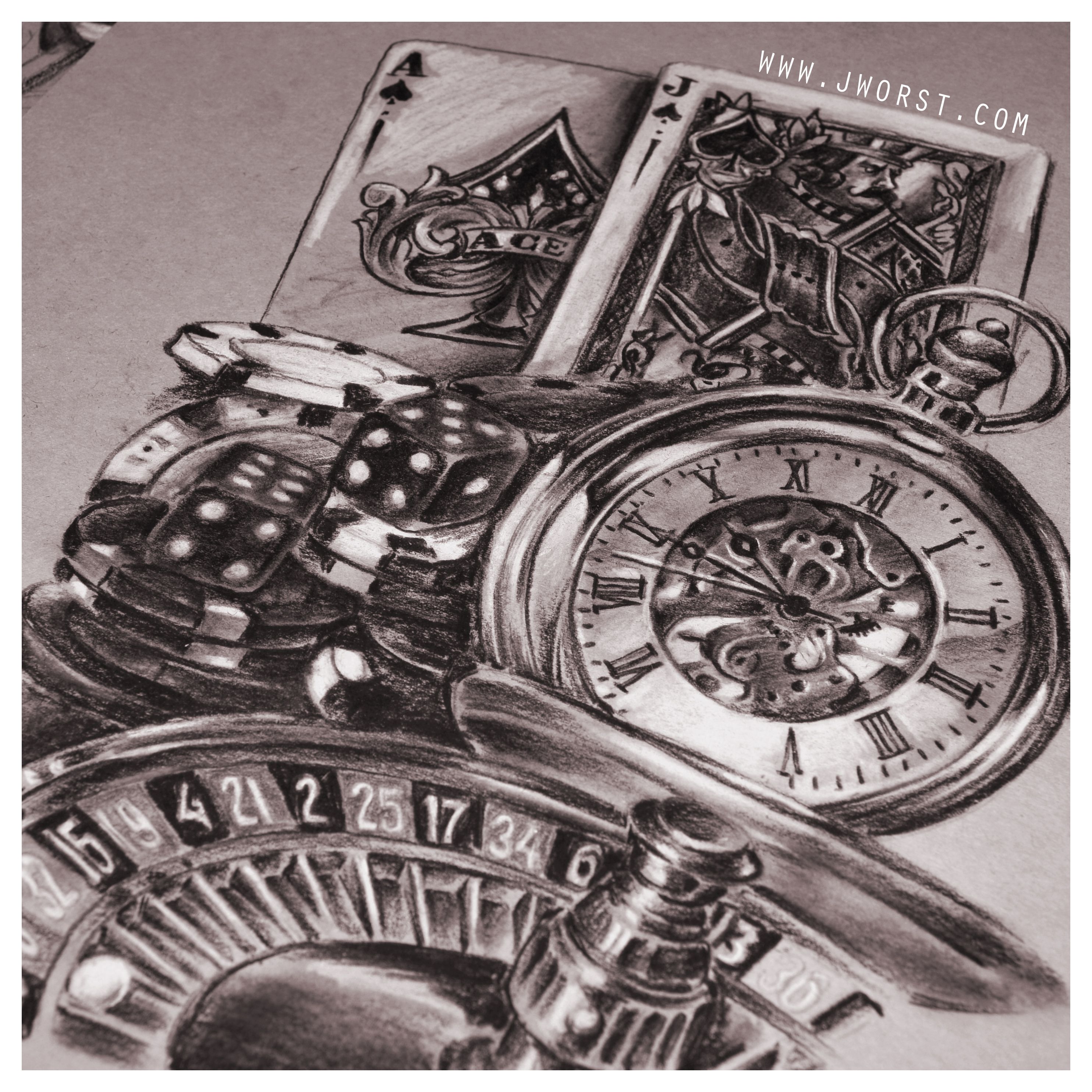 2968x2968 Jeremy Worst Casino Gambling Sketch Drawing Artwork Roulette