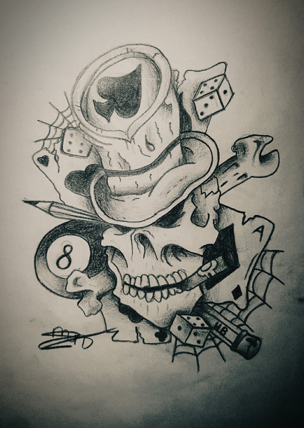 1047x1472 My Casino Skull Drawing My Self Made Art Pencil Art