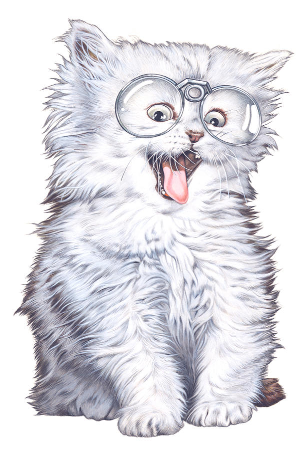 614x900 A Cat With Glasses Drawing By Shiro Yamaguchi
