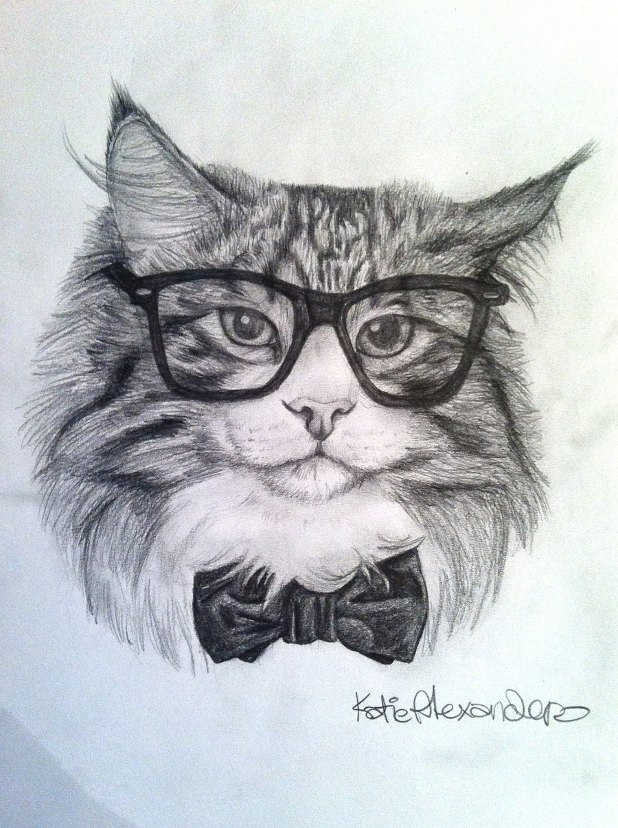900x1206 Hipster Cat By Okaytea