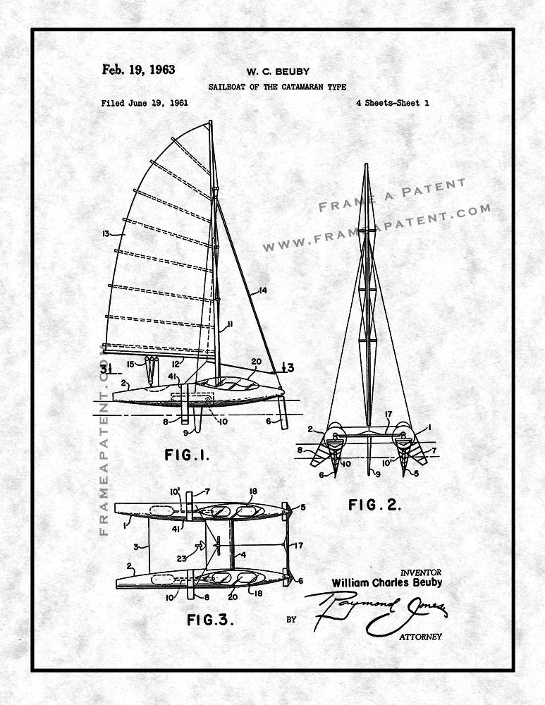 773x1000 Sailboat Of The Catamaran Type Patent Print Poster Item 12276