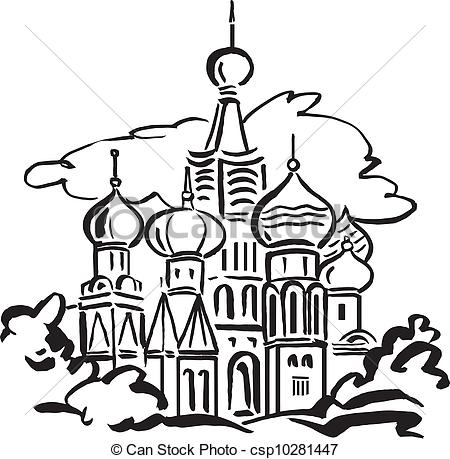 450x459 St. Basil's Cathedral Moscow. Line Illustration If St . Eps