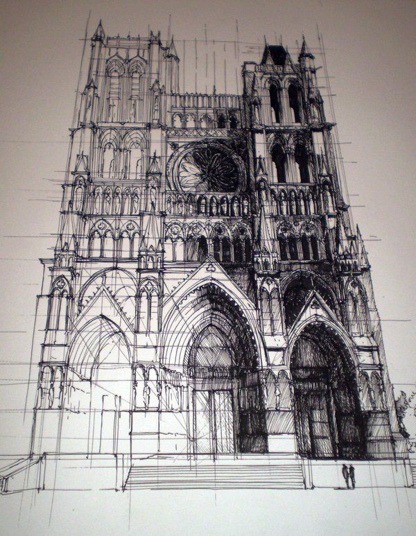 600x773 Draw This Amiens Cathedral By Learchitecte French Gothic