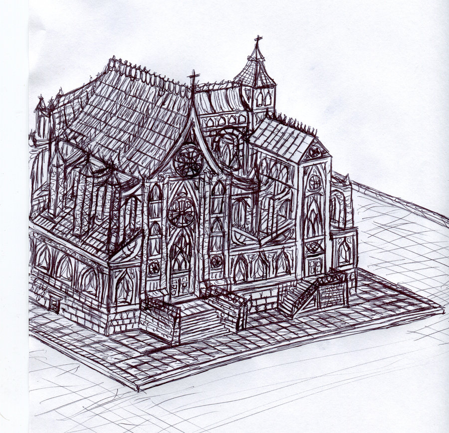 900x867 Gothic Cathedral Drawing By Liebatron