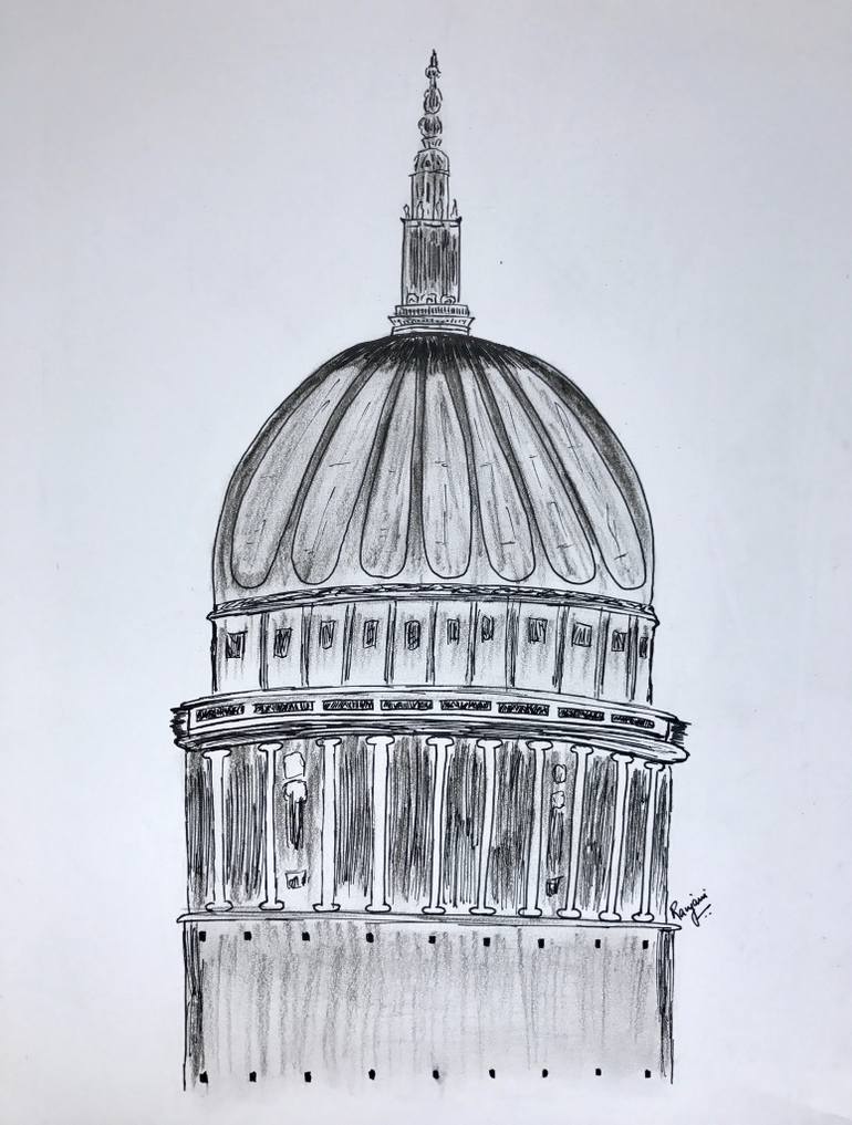 770x1017 Saatchi Art St. Paul Cathedral Drawing By Ranjani Raghavan