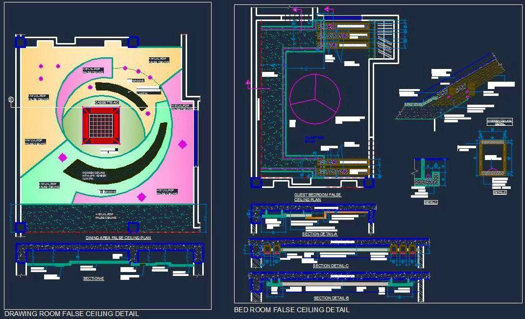 1072x652 Designer False Ceiling Of Drawing And Bed Room Plan N Design
