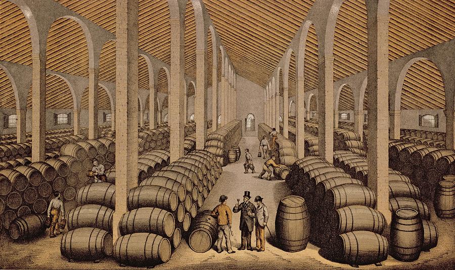 900x535 Wine Cellar At Jerez De La Frontera Drawing By Spanish School
