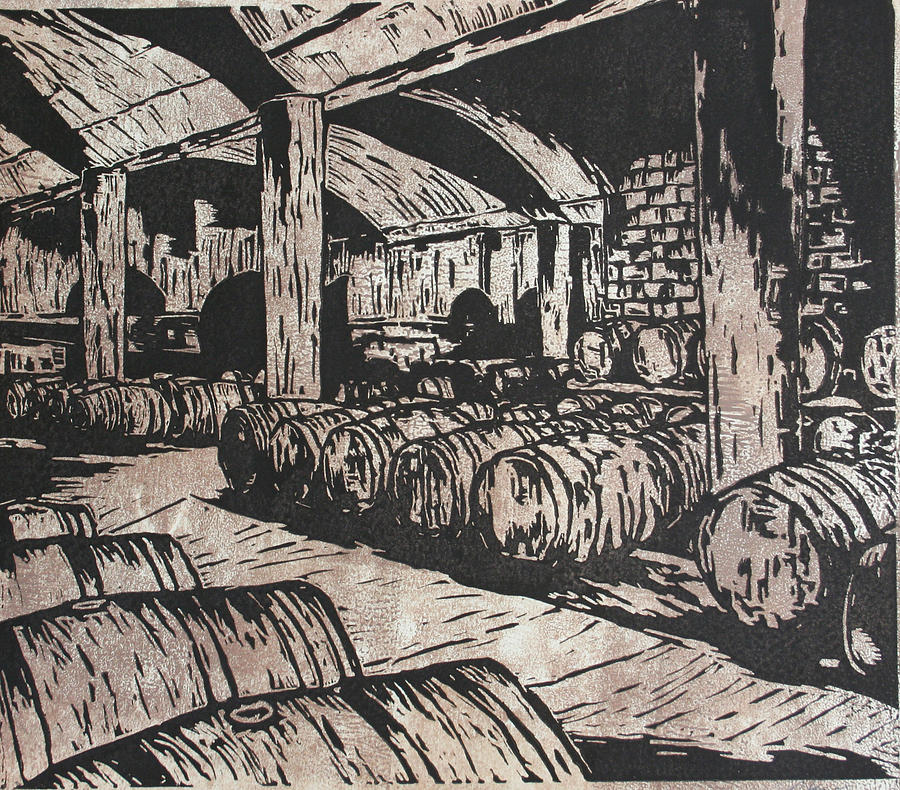 900x790 Wine Cellar Drawing By William Cauthern