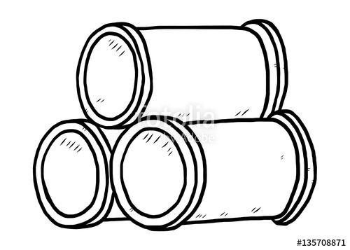 500x357 Three Cement Pipe Cartoon Vector Illustration, Black