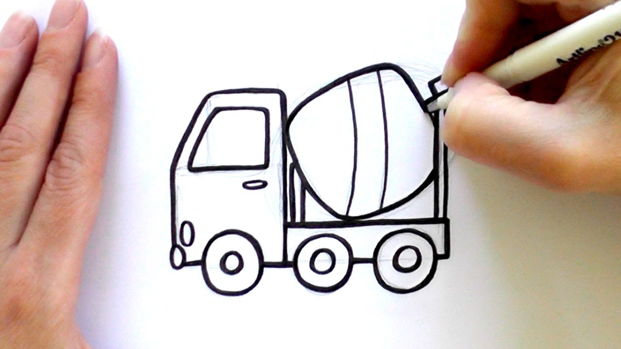 1280x720 How To Draw A Cartoon Concrete Mixer