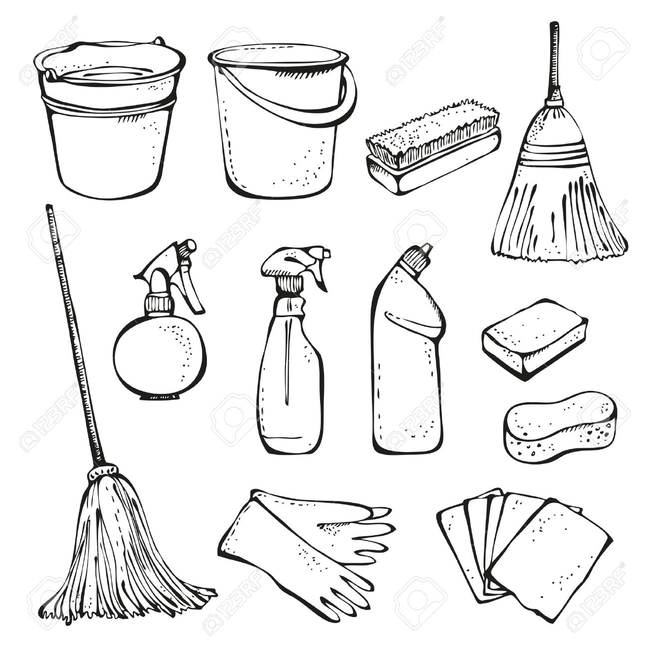 1300x1300 Stunning How To Draw Household Cleaning Equipments Picture Concept