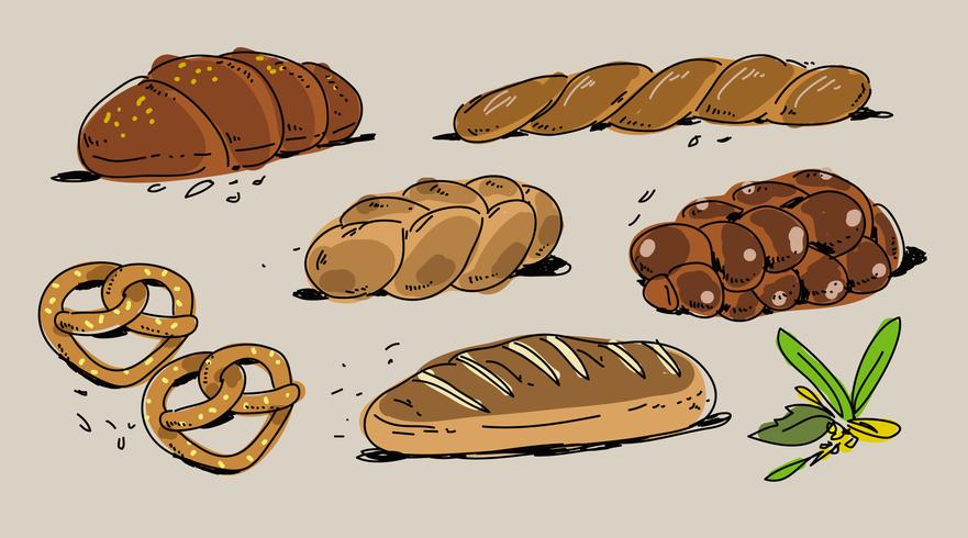 881x490 French Bakery Challah Hand Drawn Vector Illustration