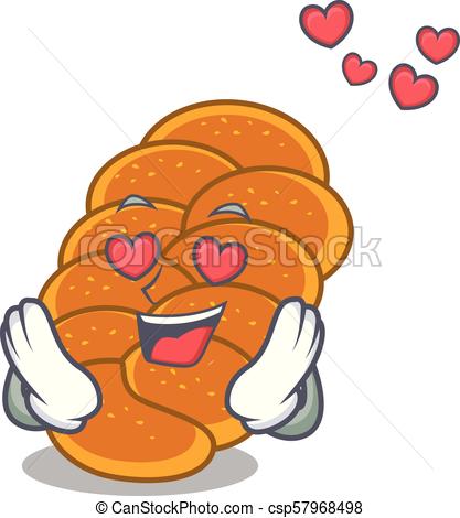 417x470 In Love Challah Mascot Cartoon Style Vector Illustration Eps